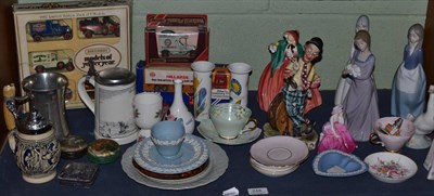 Lot 248 - A Doulton figure Lady Charmain, a Coalport figure, a quantity of ceramics and boxed toy cars etc