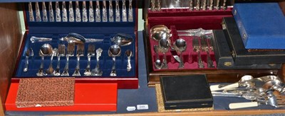 Lot 249 - A cased Viners plated canteen, another cased plated canteen, plated cased sets etc