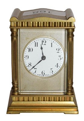 Lot 168 - A small brass carriage timepiece, circa 1900