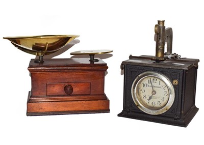 Lot 308 - A clocking-in machine and a set of Avery scales
