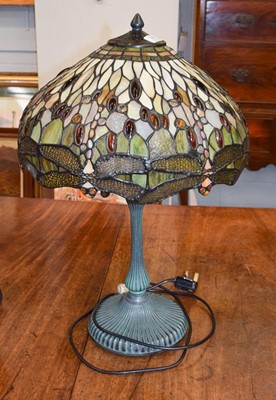 Lot 366 - A Tiffany style table lamp, the shade...