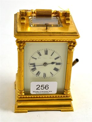 Lot 256 - A gilt brass repeating carriage clock