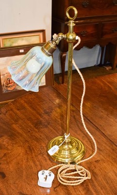 Lot 368 - Edwardian brass rise and fall desk lamp, with...