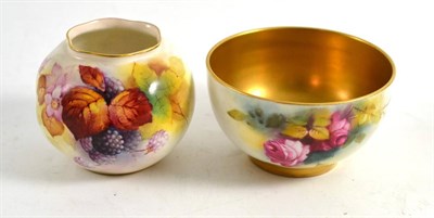 Lot 257 - Royal Worcester vase by Kitty Blake and Royal Worcester bowl