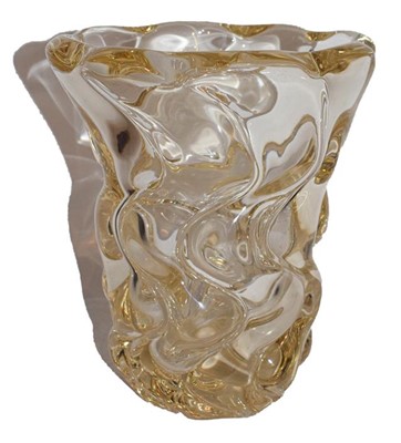 Lot 167 - A large modern Daum amber crystal glass vase,...