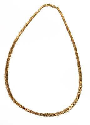 Lot 219 - A fancy link necklace, stamped '14K', length...
