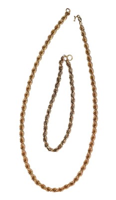 Lot 220 - A 9 carat gold rope twist necklace, length...