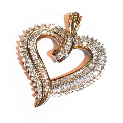 Lot 234 - A diamond heart pendant, stamped '9K', length...