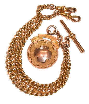 Lot 243 - A 9 carat gold medallion on an albert chain,...