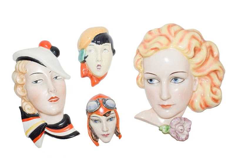 Lot 23 - Goebels deco wall mask of a blonde girl, a...