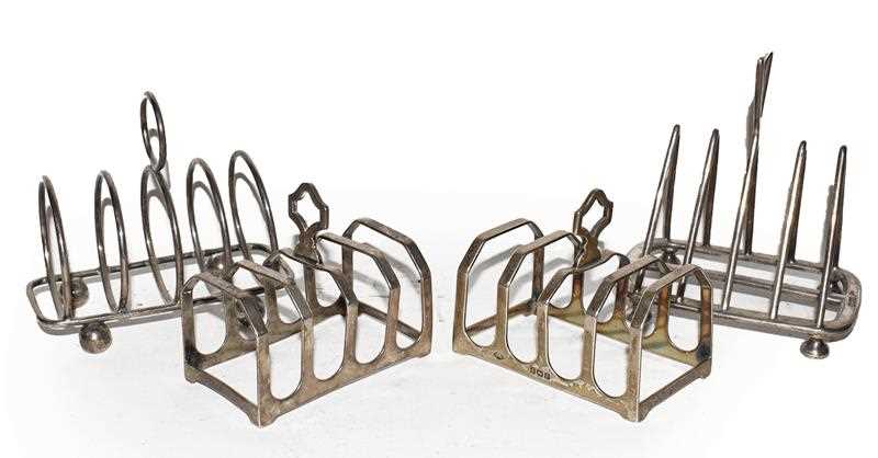 Lot 77 - A Pair of George V Silver Toastracks and Two...