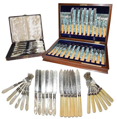 Lot 89 - A Cased Set of Victorian Silver-Mounted Ivory...