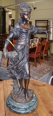 Lot 375 - After Aug Moreau: a Spelter figure of a girl...