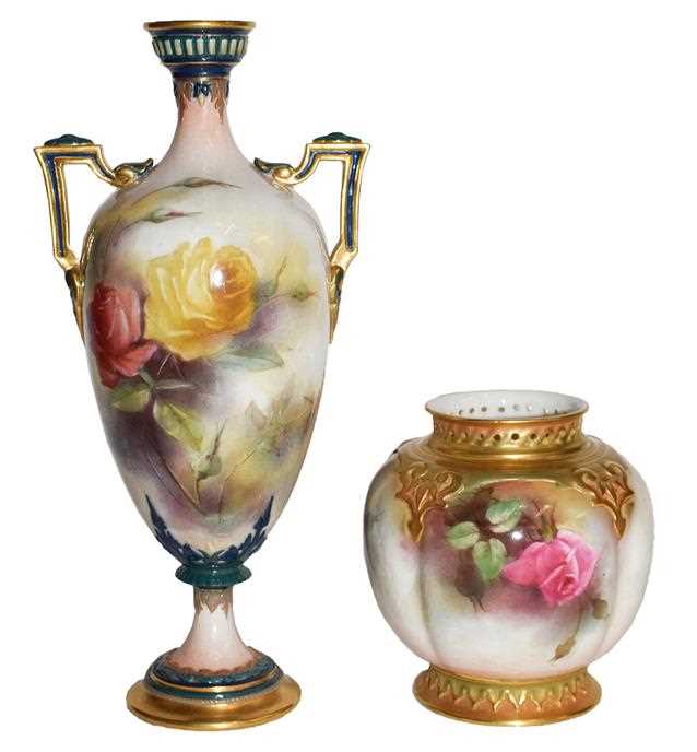 Lot 60 - A Royal Worcester Hadley ware vase and a Royal...