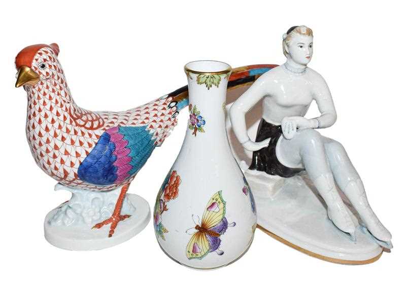 Lot 63 - A Herend porcelain bird, a Herand porcelain...