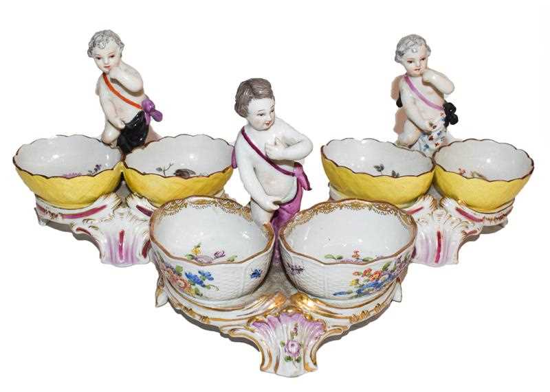 Lot 65 - A pair of continental porcelain salts and...