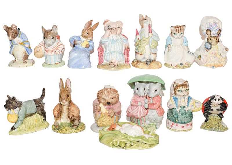 Lot 152 - Fourteen Beatrix Potter figures, boxed,...