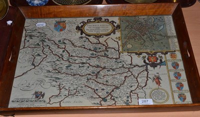 Lot 287 - A map of West Riding of Yorkshire by J.Speed, mounted as a tray with a glass top