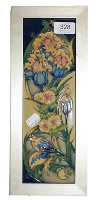 Lot 328 - A Moorcroft pottery trial pattern plaque dated...