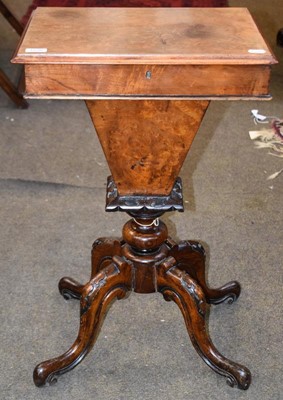 Lot 1238 - A Victorian walnut pedestal work table with...
