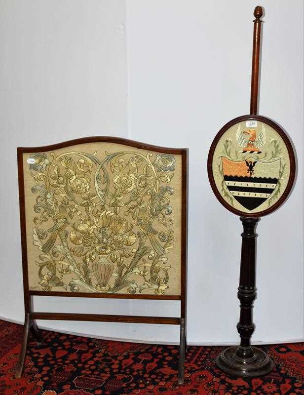 Lot 1248 - A Victorian pole screen with Barber crest and...