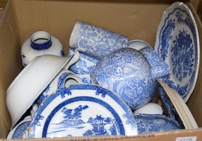 Lot 1128 - Two boxes of assorted ceramics and glass,...