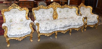 Lot 1261 - A 20th century Louis XV style giltwood three...