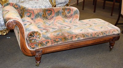 Lot 1262 - A Victorian mahogany upholstered chaise longue,...