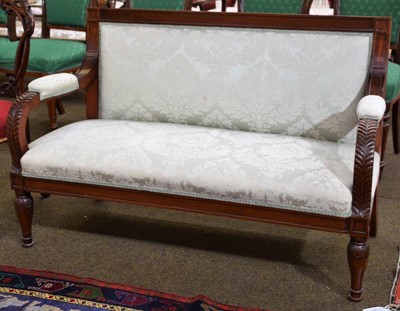 Lot 1270 - A 19th century carved mahogany two-seater hall...