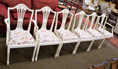 Lot 1275 - A set of six modern painted Hepplewhite style...