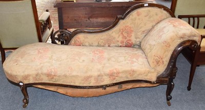 Lot 1307 - A Victorian upholstered chaise longue, a three-...