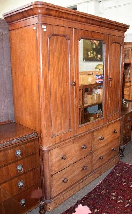 Lot 1320 - A Victorian mahogany mirrored wardrobe, 172cm...