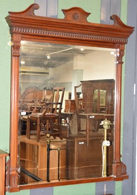 Lot 1325 - A large Edwardian mahogany overmantle mirror,...