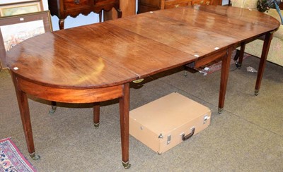 Lot 1343 - A George III mahogany D end dining table with...