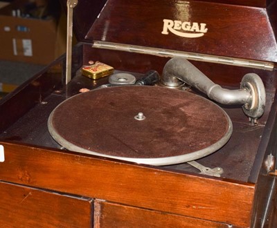 Lot 1101 - A mahogany cased Regal table top gramophone,...