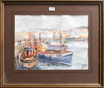 Lot 1003 - Gerald Hodgson (20th century) Harbour view,...