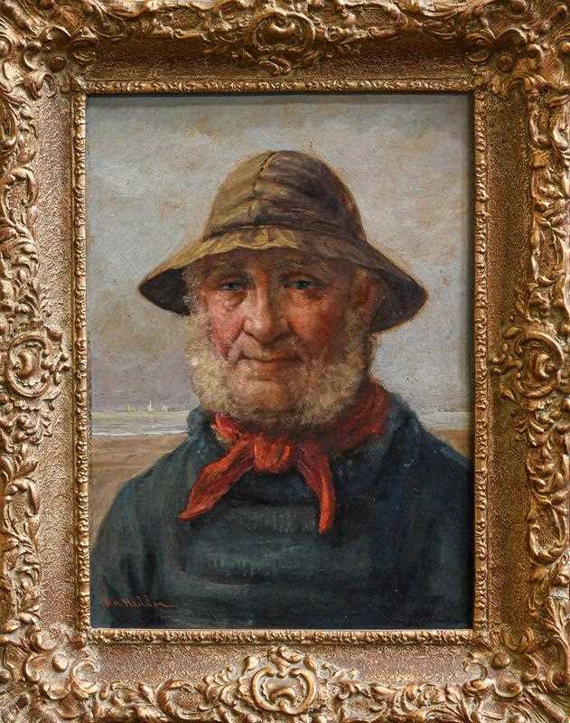 Lot 1011 - David W Haddon (fl. 1884-1914) Fisherman, head...