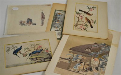 Lot 305 - Japanese pith paintings and prints