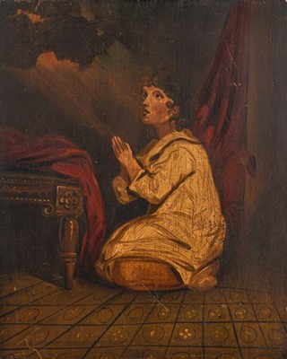 Lot 1027 - After Thomas Lawrence, child praying, oil on...