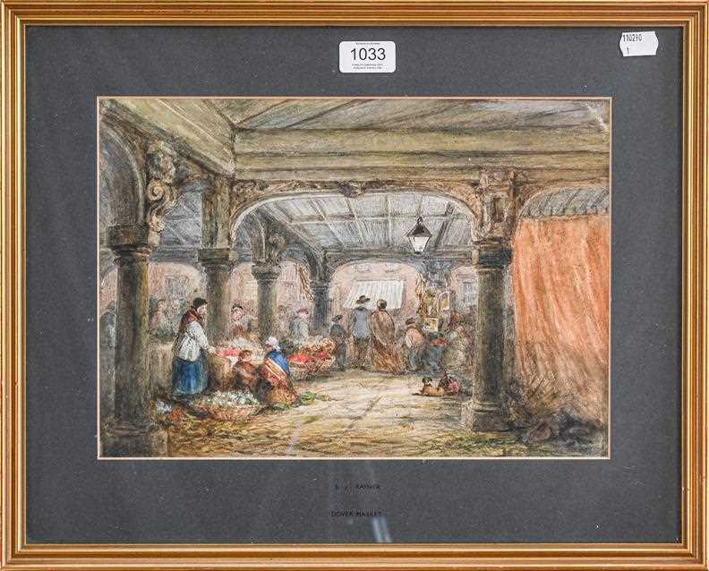 Lot 1033 - L.J. Rayner, Dover Market, watercolour, 24cm...