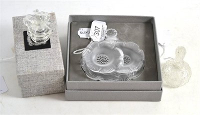 Lot 307 - Lalique France Deux Fleurs scent bottle and stopper, in original box, 10cm by 9.5cm; Eric White...