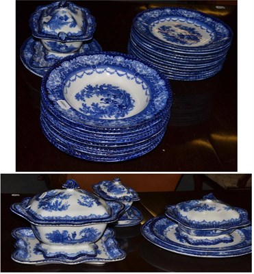 Lot 312 - Doulton Watteau pattern blue and white dinner service