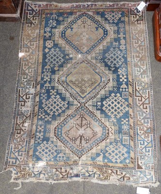 Lot 1290 - Gendje rug, the indigo stepped lattice field...