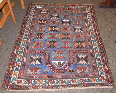 Lot 1300 - Karabagh rug, the steel blue diamond lattice...