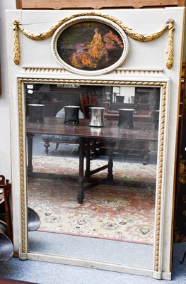 Lot 1178 - A painted and gilt mirror surmounted with an...