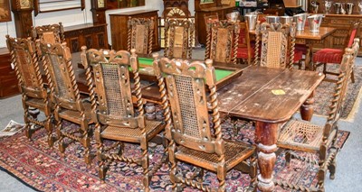 Lot 1183 - A set of ten 1920's caned and carved oak high...