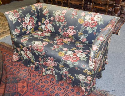 Lot 1189 - A 20th century love seat with brass buttoned...