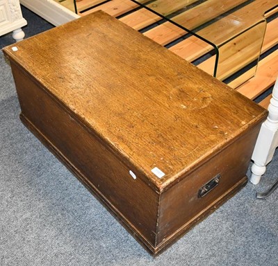 Lot 1191 - A stained pine blanket box, 95cm by 50cm by 42cm