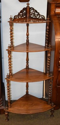 Lot 1205 - A Victorian rosewood corner whatnot stand,...