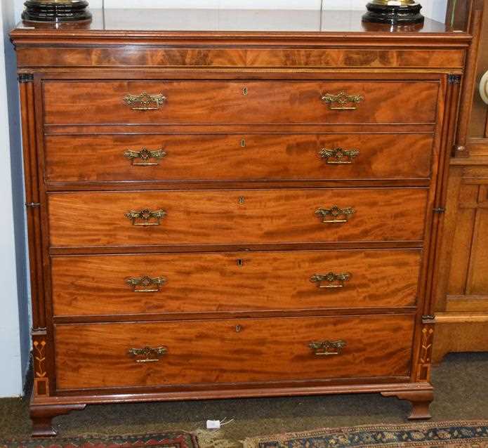 Lot 1210 - A 19th century mahogany secretaire chest,...